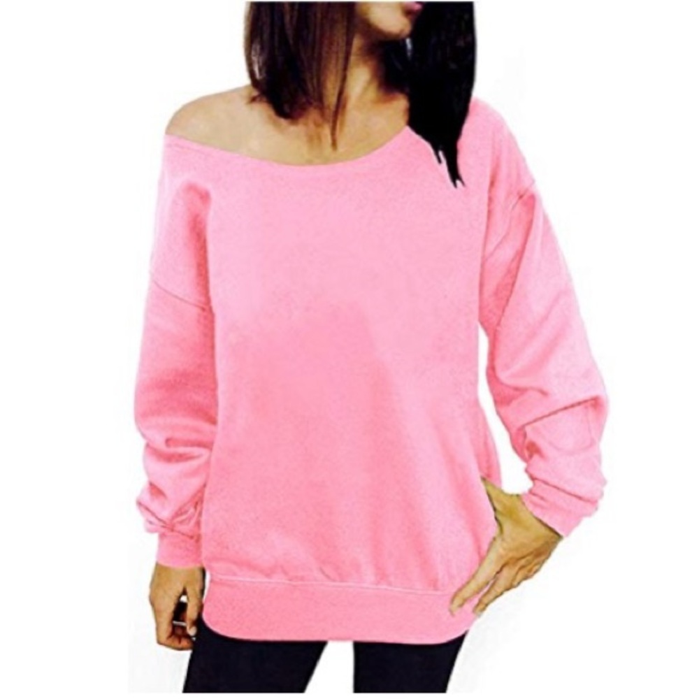 Women's Pink Off-Shoulder Sweatshirt